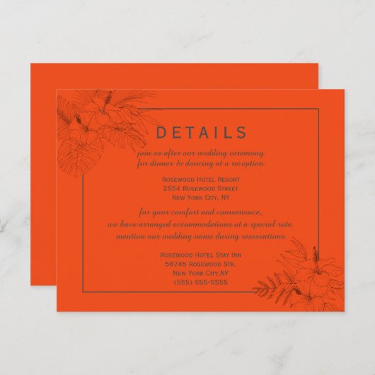 Carte D'accompagnement Détails de mariage d'été bohème sur une plage trop (Devant / Derrière)