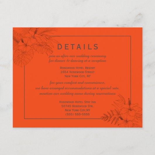 Carte D'accompagnement Détails de mariage d'été bohème sur une plage trop (Devant)