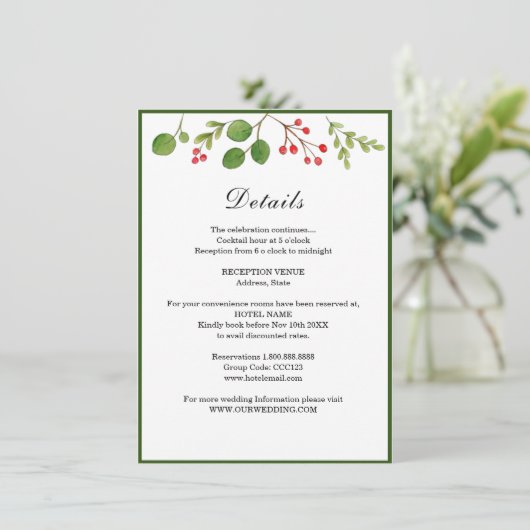 Carte D'accompagnement Détails de mariage d'hiver / Fêtes de mariage hive (Debout devant)