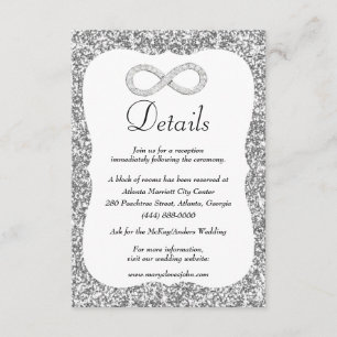 Carte D'accompagnement Détails de mariage diamant paillettes infinité