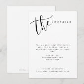 Carte D'accompagnement Détails de mariage écriture simple moderne noir et (Devant / Derrière)