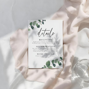 Carte D'accompagnement Détails de mariage Élégance Verte Feuillue