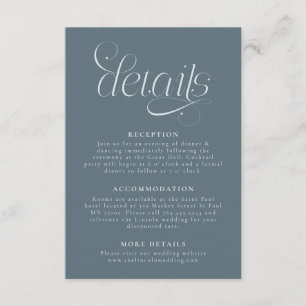 Carte D'accompagnement Détails de mariage élégant bleu ardoise