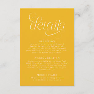 Carte D'accompagnement Détails de mariage élégant Jaune