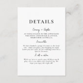 Carte D'accompagnement Détails de mariage élégant minimaliste blanc (Devant)