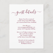 Carte D'accompagnement Détails de mariage élégant moderne bordeaux (Devant)