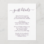 Carte D'accompagnement Détails de mariage élégant moderne violet (Devant)
