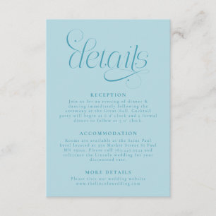 Carte D'accompagnement Détails de mariage élégant Turquoise