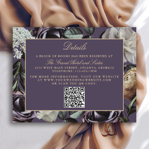 Carte D'accompagnement Détails de mariage élégant violet floral sombre et