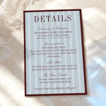 Détails de mariage élégants bleu français et burgu
