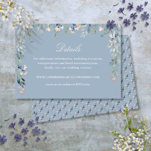 Carte D'accompagnement Détails de mariage élégants en cascade florale ble