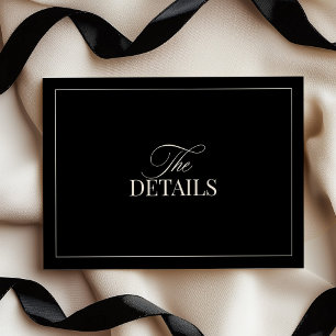 Carte D'accompagnement Détails de mariage élégants en noir et blanc