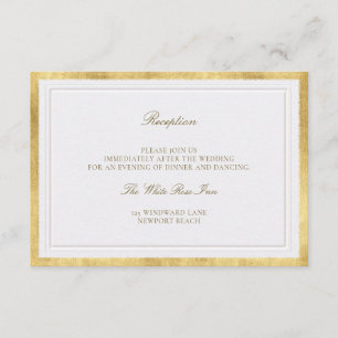 Carte D'accompagnement Détails de mariage élégants en or perle classique