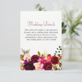 Carte D'accompagnement Détails de mariage élégants floraux de fleurs de B (Debout devant)