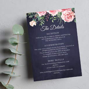 Carte D'accompagnement Détails de mariage élégants rustiques rose floral