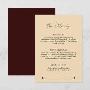 Carte D'accompagnement Détails de mariage élégants victoriens rouge or