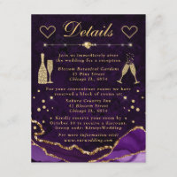 Détails de mariage en agate fausse pailletée viole