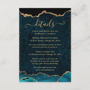 Carte D'accompagnement Détails de mariage en agate scintillante fausse sa