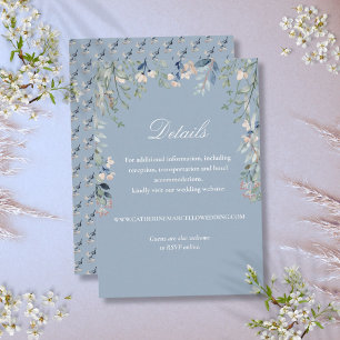 Carte D'accompagnement Détails de mariage en cascade florale bleu poussié