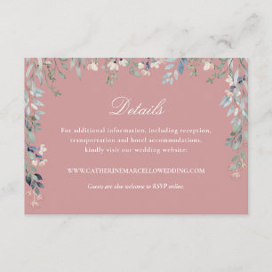 Carte D'accompagnement Détails de mariage en cascade florale rose poussié