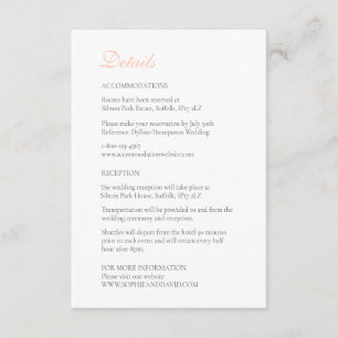 Carte D'accompagnement Détails de mariage en dentelle de rose florale pêc