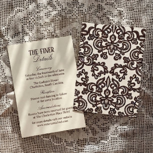 Carte D'accompagnement Détails de mariage en dentelle marron foncé victor
