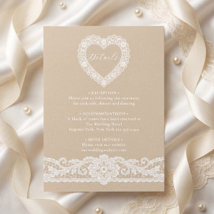 Carte D'accompagnement Détails de mariage en dentelle vintage