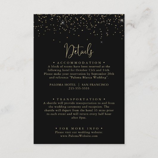 Carte D'accompagnement Détails de mariage en écriture calligraphique avec (Devant)