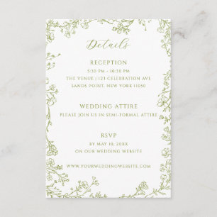 Carte D'accompagnement Détails de mariage en ligne artistique florale ver