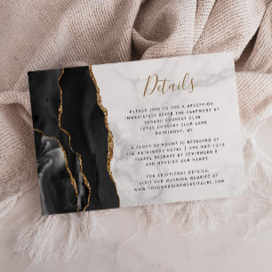 Carte D'accompagnement Détails de mariage en marbre gris Agate Or noir