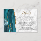 Carte D'accompagnement Détails de mariage en marbre gris agate sarcelle m (Devant)