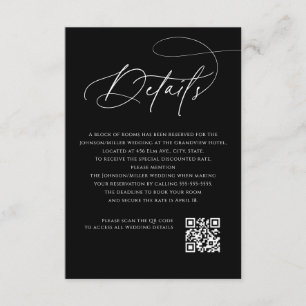 Carte D'accompagnement Détails de mariage en monogramme de script Code QR