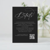 Carte D'accompagnement Détails de mariage en monogramme de script Code QR (Debout devant)