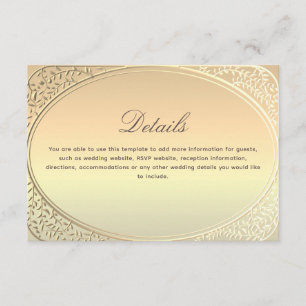 Carte D'accompagnement Détails de mariage en or classique