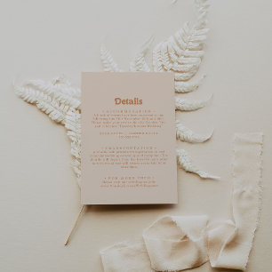 Carte D'accompagnement Détails de mariage en terre cuite formels simples