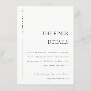 Carte D'accompagnement Détails de mariage en typographie minimaliste noir