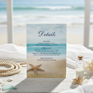 Carte D'accompagnement Détails de mariage étoile de mer de plage abstrait