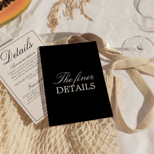 Carte D'accompagnement Détails de mariage Fancy Black Cream Old Money