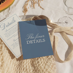 Carte D'accompagnement Détails de mariage Fancy bleu et blanc à l'ancienn