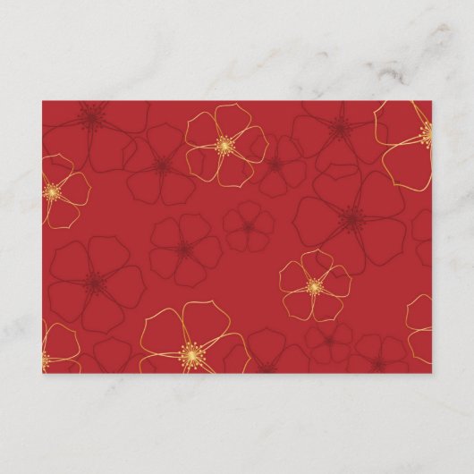 Carte D'accompagnement Détails de mariage Fleurs de cerisier Or Rouge (Dos)