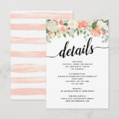 Carte D'accompagnement Détails de mariage Fleurs de pêche et de blush (Devant / Derrière)