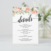 Carte D'accompagnement Détails de mariage Fleurs de pêche et de blush (Debout devant)