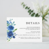 Carte D'accompagnement Détails de mariage floral bleu rustique (Debout devant)