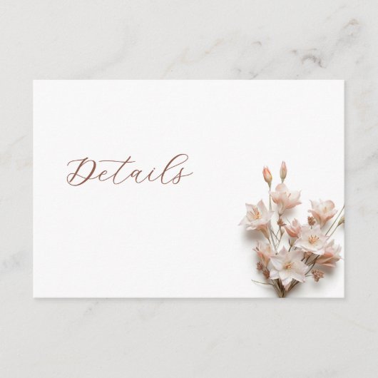 Carte D'accompagnement Détails de mariage floral Boho 3D (Devant)