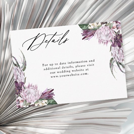 Carte D'accompagnement Détails de mariage floral boho prune pourpre