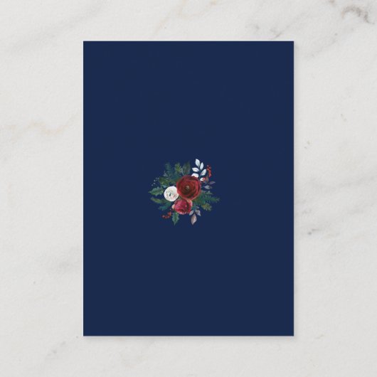 Carte D'accompagnement Détails de mariage floral bordeaux charmant avec f (Dos)