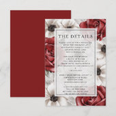 Carte D'accompagnement Détails de mariage floral bordeaux élégant (Devant / Derrière)