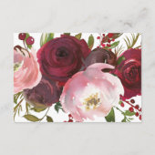 Carte D'accompagnement Détails de mariage floral bordeaux rose (Dos)