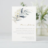 Carte D'accompagnement Détails de mariage floral botanique feuille d'or b (Debout devant)