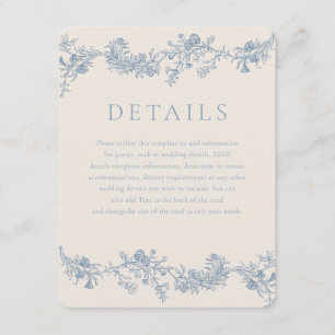 Carte D'accompagnement Détails de mariage floral classique élégant vintag